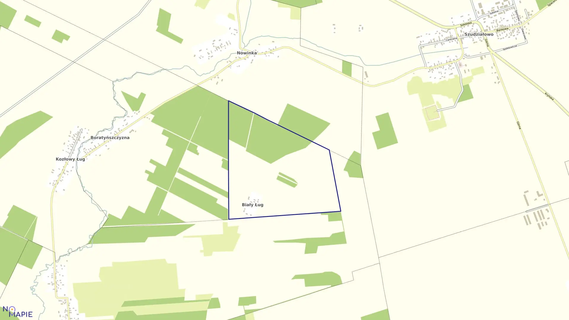 Mapa obrębu BIAŁY ŁUG w gminie Szudziałowo