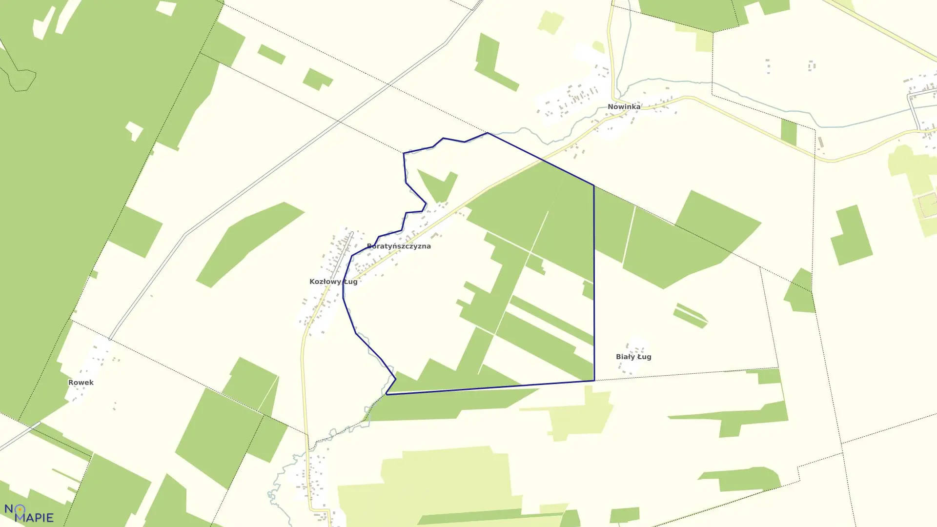 Mapa obrębu BORATYŃSZCZYZNA w gminie Szudziałowo