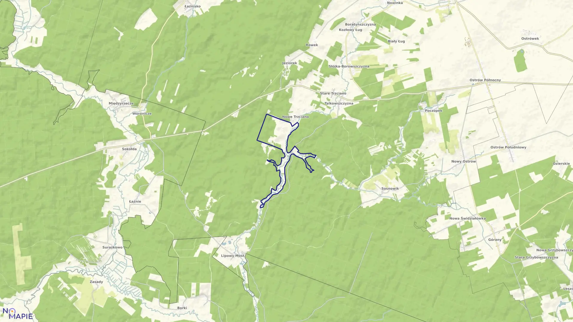 Mapa obrębu GRODZISKO w gminie Szudziałowo