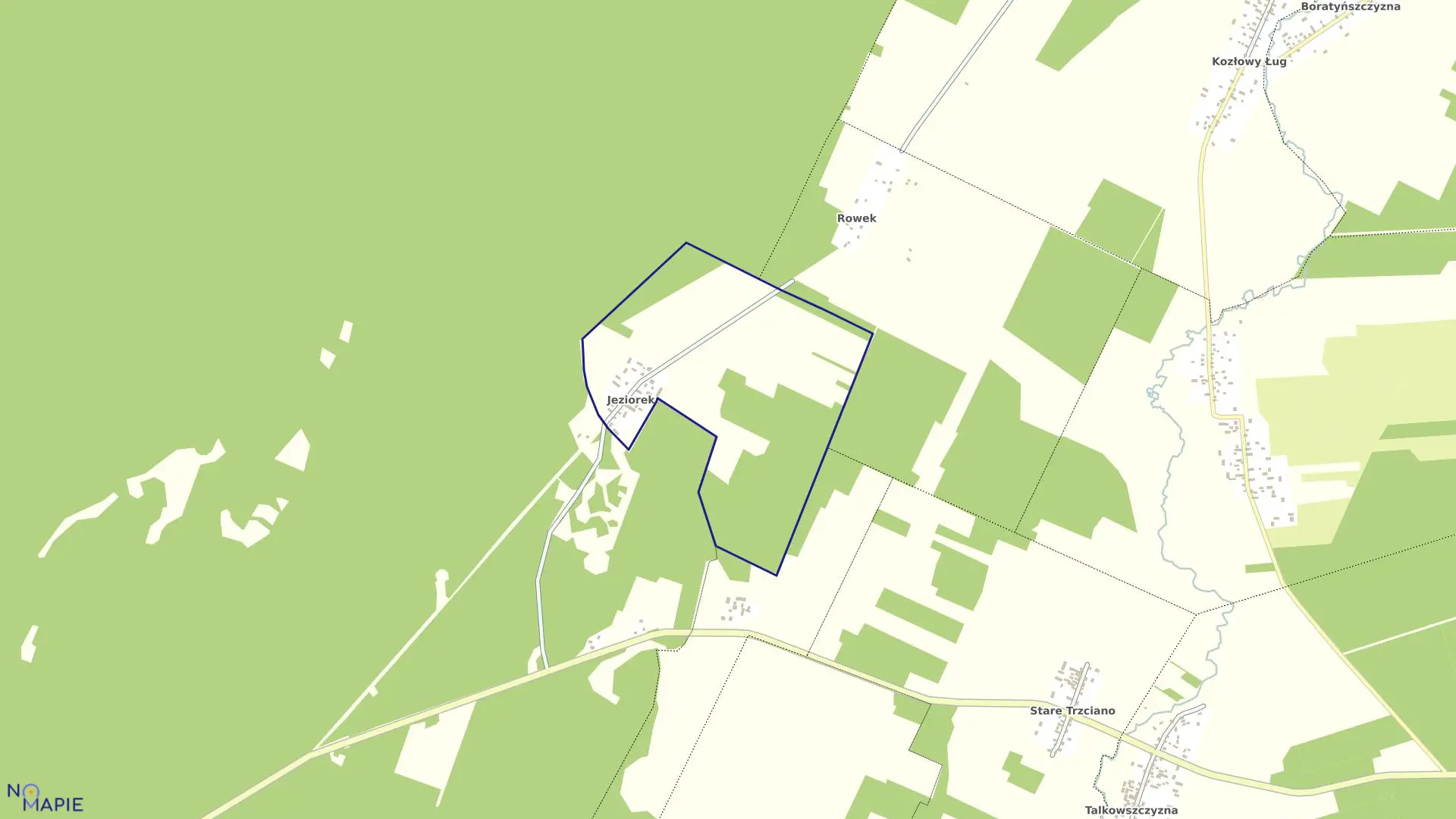 Mapa obrębu JEZIOREK w gminie Szudziałowo