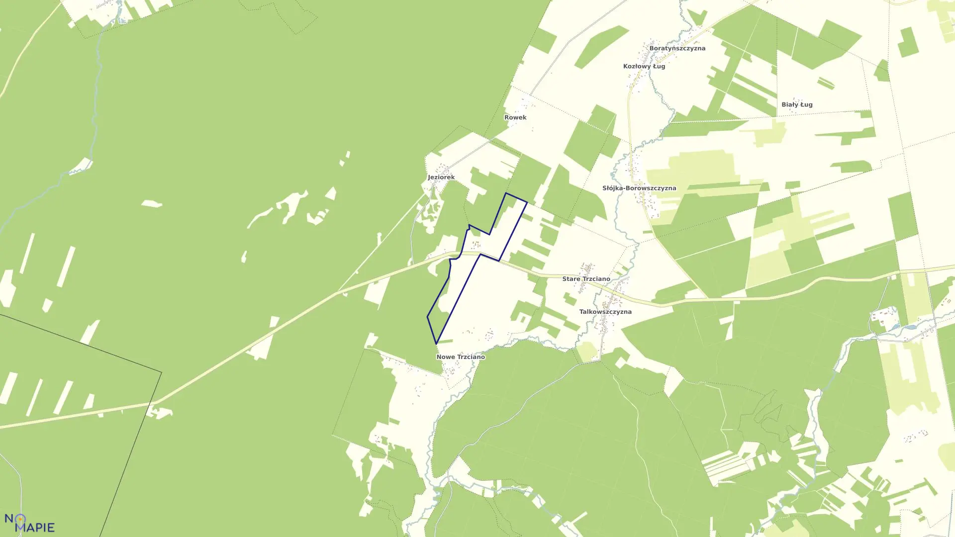 Mapa obrębu KLIN w gminie Szudziałowo