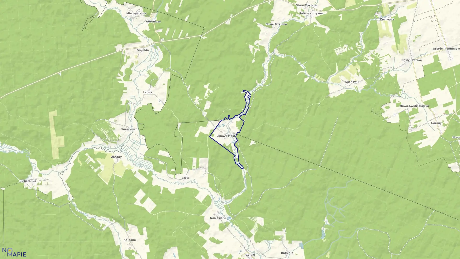 Mapa obrębu LIPOWY MOST w gminie Szudziałowo