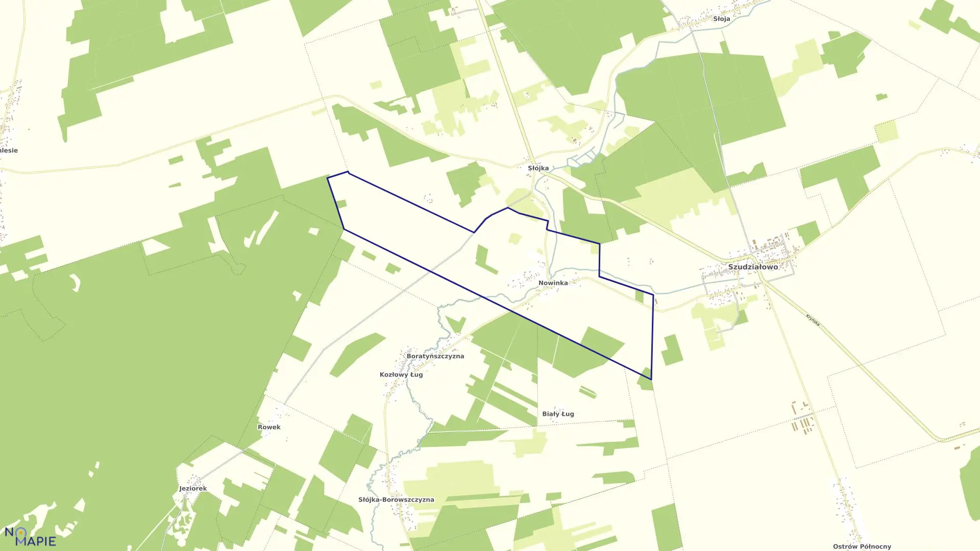 Mapa obrębu NOWINKA w gminie Szudziałowo