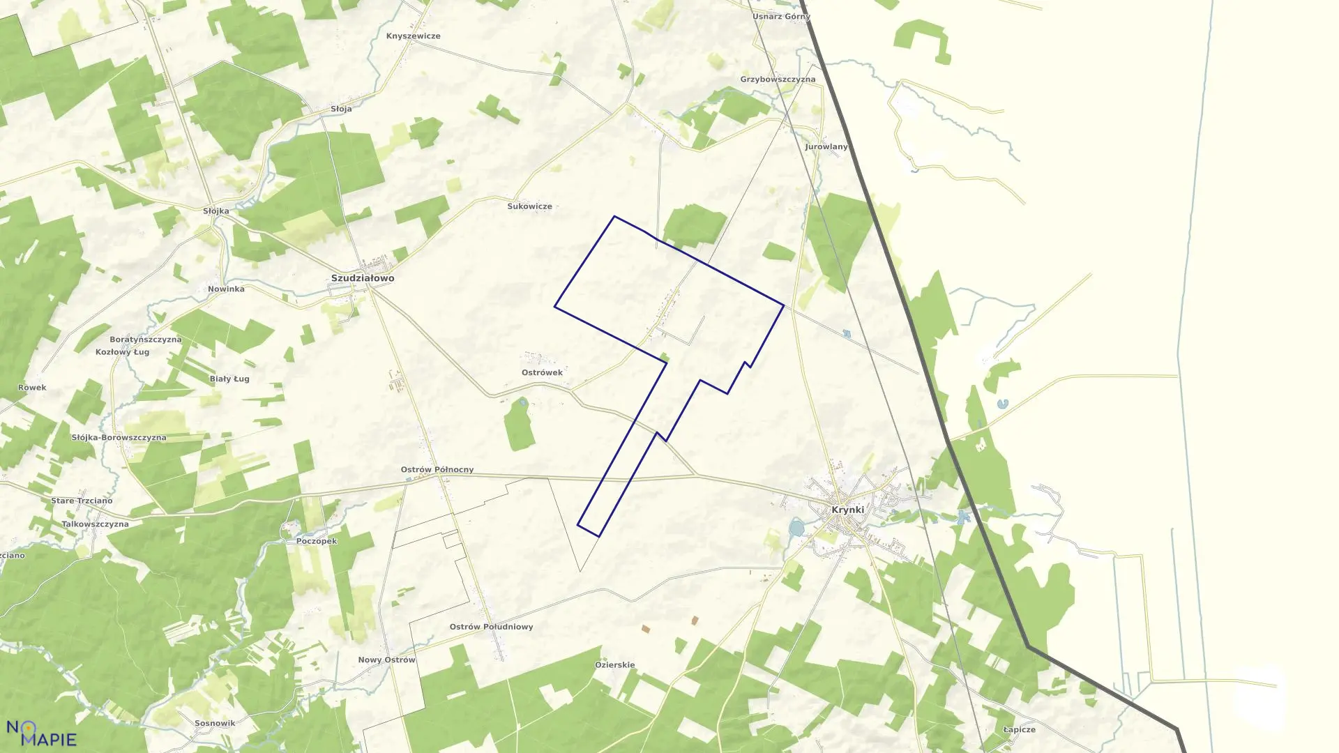 Mapa obrębu PIEROŻKI w gminie Szudziałowo