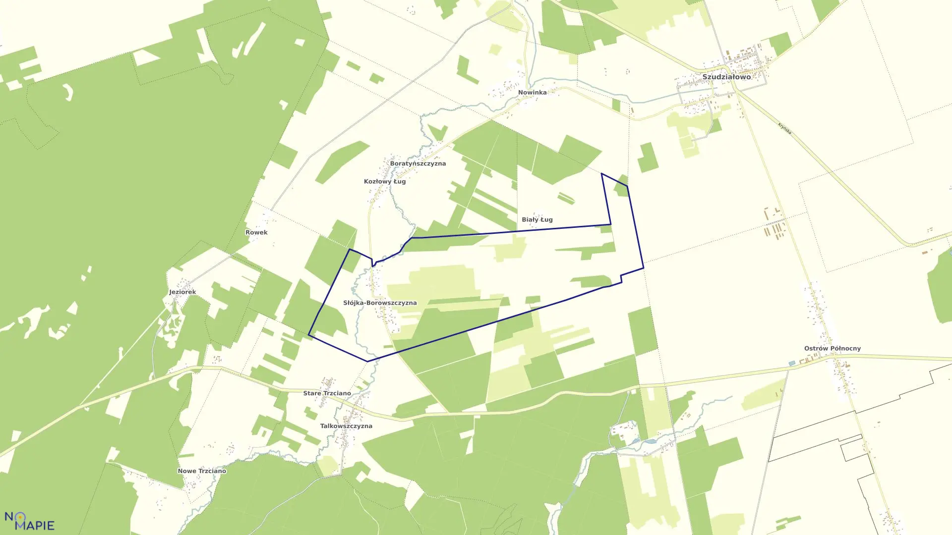 Mapa obrębu SŁÓJKA BOROWSZCZYZNA w gminie Szudziałowo