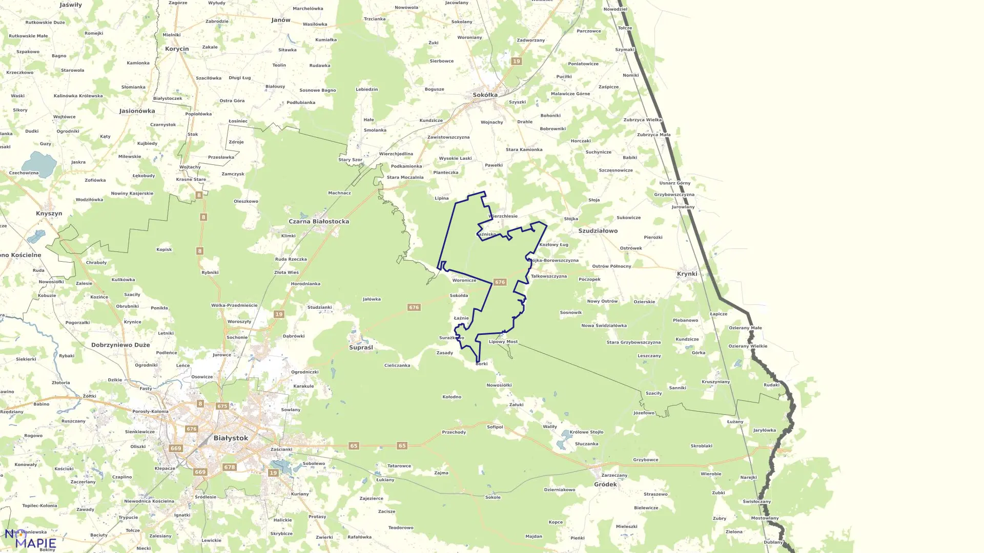 Mapa obrębu SUCHY GRÓD w gminie Szudziałowo