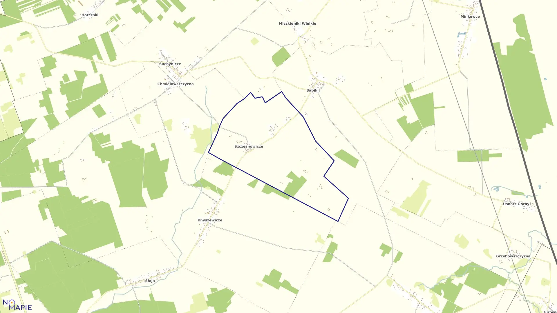 Mapa obrębu SZCZĘSNOWICZE w gminie Szudziałowo