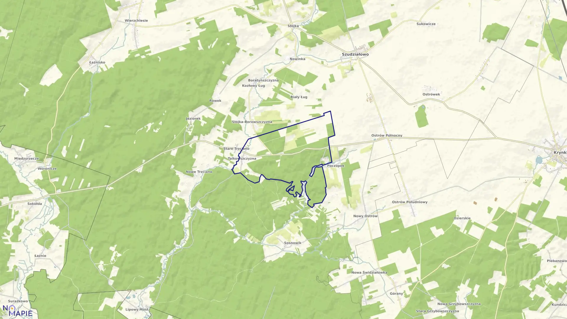 Mapa obrębu TALKOWSZCZYZNA w gminie Szudziałowo