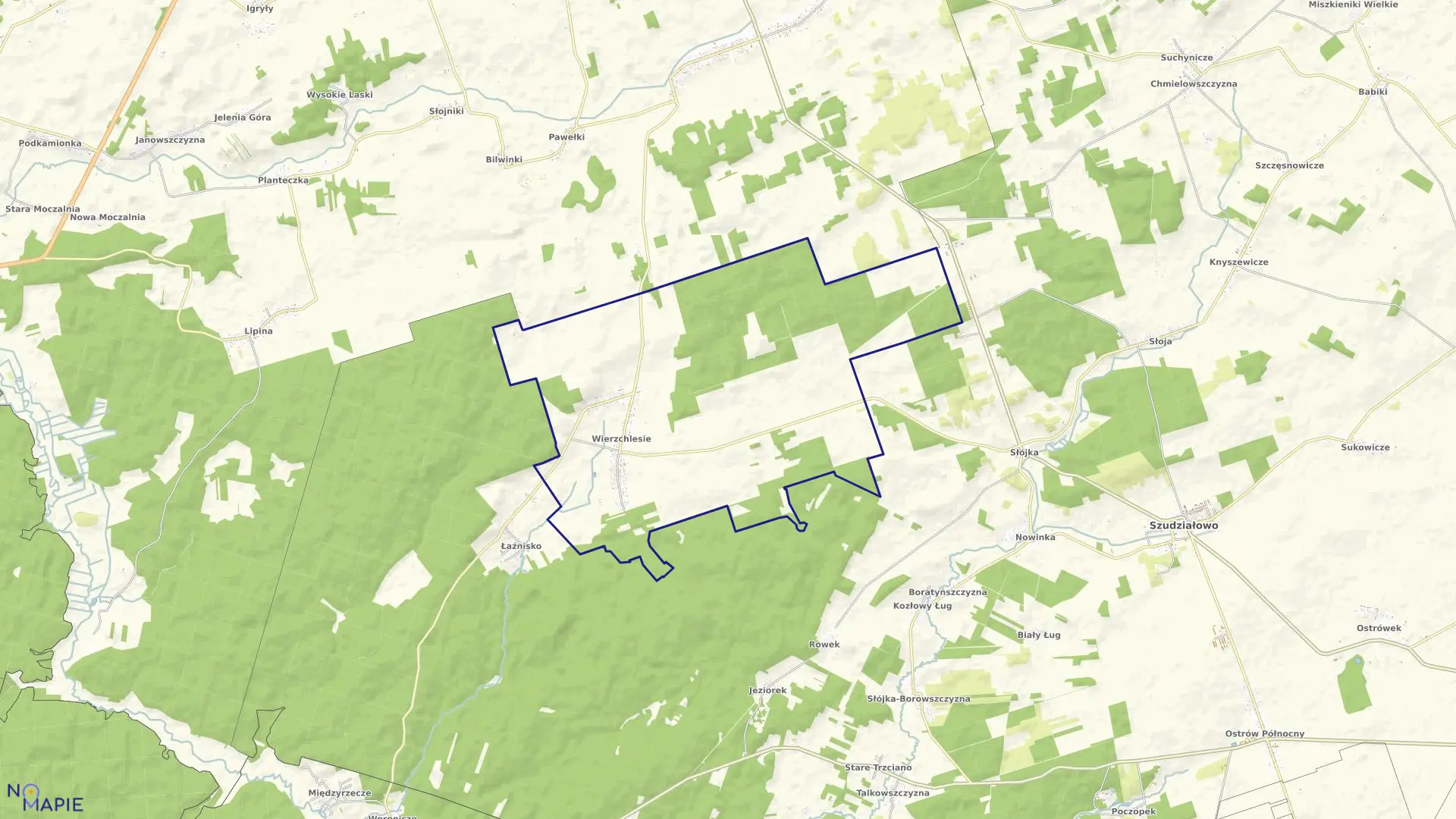 Mapa obrębu WIERZCHLESIE w gminie Szudziałowo